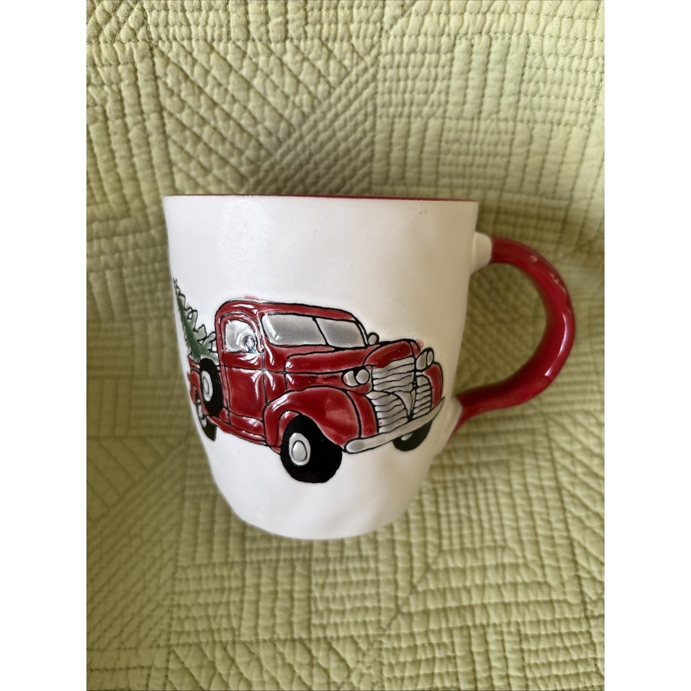 Spectrum Designz Ceramic Mug Cup Red Vintage Truck Christmas Heavy